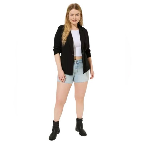 Torrid Chelsea Luxe Ponte Blazer Deep Black Sz 4 (4X/26) - Picture 5 of 16